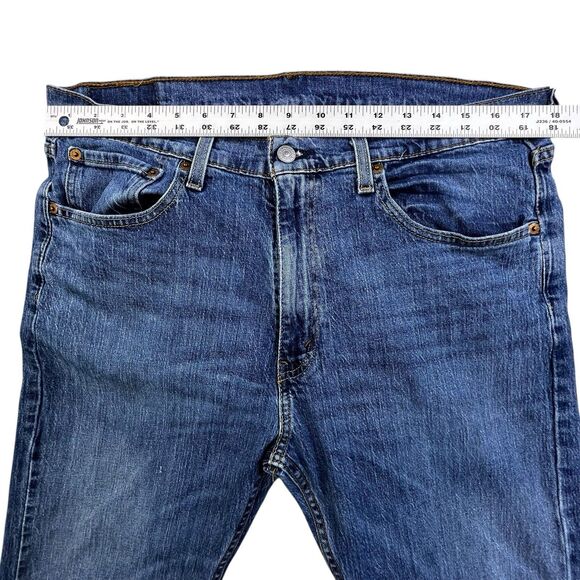 Levi's 505 Jeans Mens 36x32 Medium Wash Blue Denim Straight Leg Zip Fly Classic - Picture 10 of 12